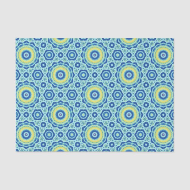 Padrão Blue Tie Dye Mandala - Papel Tecidual (Frente )