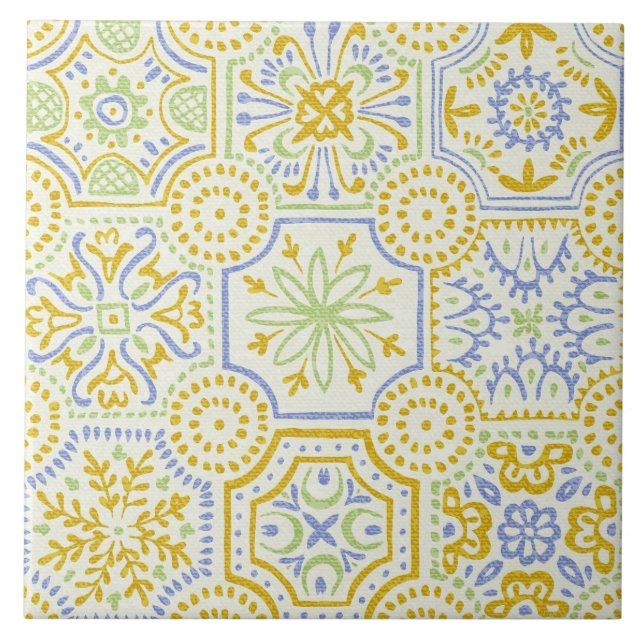 Padrão Boho de Azulejo Mediterrâneo em Aquarela (Frente)