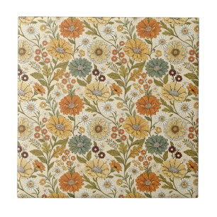 Padrão Boho de Flores de Margarida Amarela Laranja