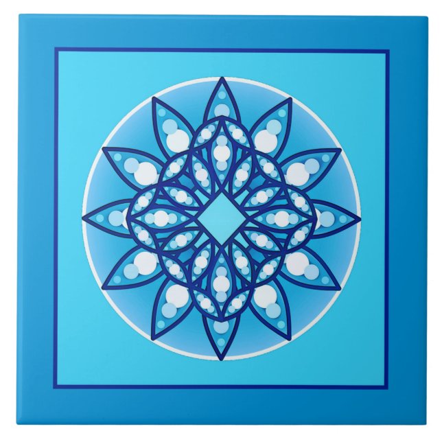 Padrão Bordado de Mandala em turquesa e azul (Frente)