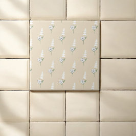 Padrão Botânico Boêmico Floral Beige
