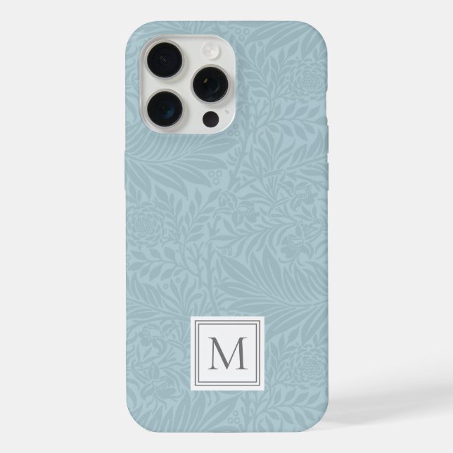 Padrão Botânico Boho Azul Elegante Monograma (Verso)