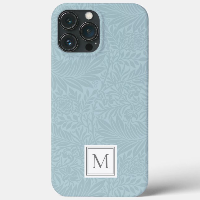 Padrão Botânico Boho Azul Elegante Monograma (Verso)