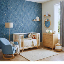 Padrão Botânico Celestial Boho em Azul Empoeirado