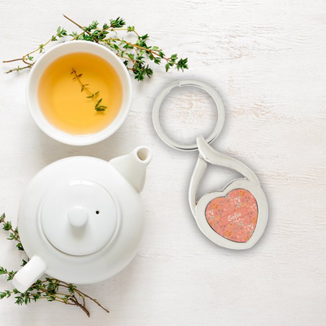 Padrão botânico de aquarela Chaveiro de metal lara (Criador carregado)