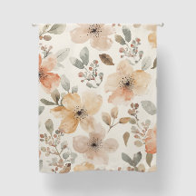 Padrão Botânico de Aquarela Floral Bege Pêssego