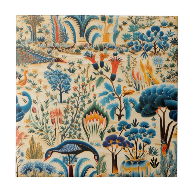 Padrão Botânico de Aves Exóticas Chinoiserie (11) (Frente)