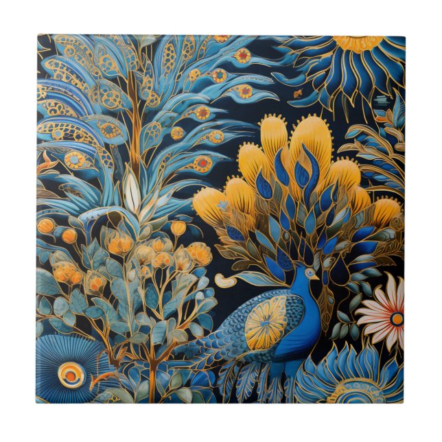 Padrão Botânico de Aves Exóticas Chinoiserie (8) (Frente)