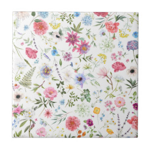 Padrão Botânico de Jardim de Flores Silvestres em 