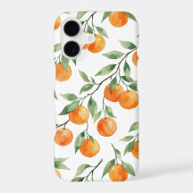 Padrão Botânico de Laranja Citrino em Aquarela Bon