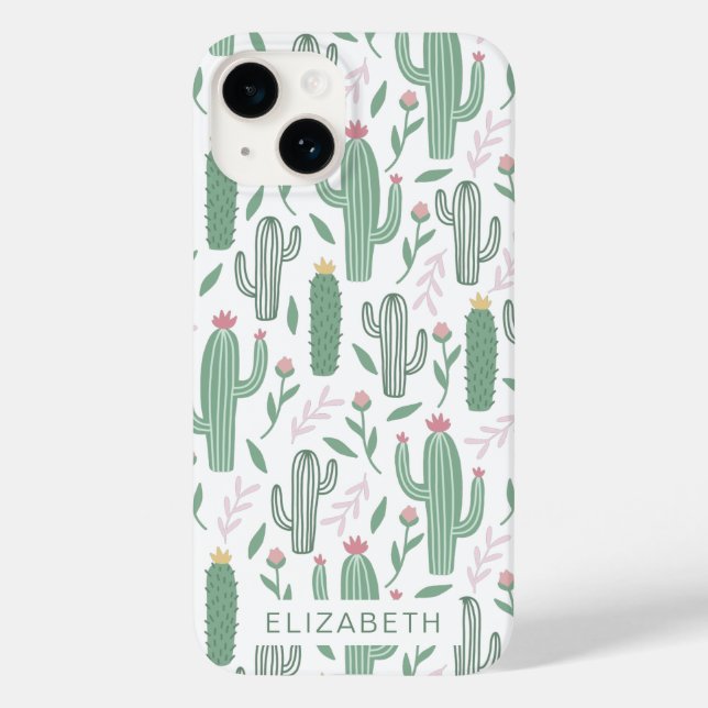 Padrão botânico do cactus personalizado (Verso)