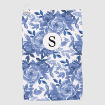 Padrão Botânico Floral Azul Monograma