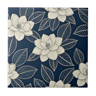 Padrão Botânico Floral Azul Vintage (5)