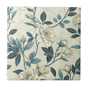 Padrão Botânico Floral Azul Vintage (6)