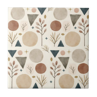 Padrão Botânico Geométrico Boho Design 385