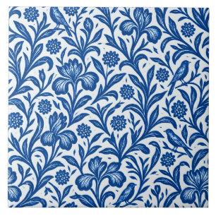 Padrão Botânico Íris Azul Vintage