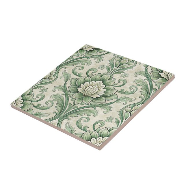 Padrão botânico verde vintage (Lateral)