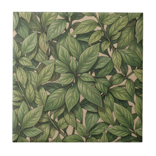 Padrão Botânico Vintage de Folha Verde Sem Costura