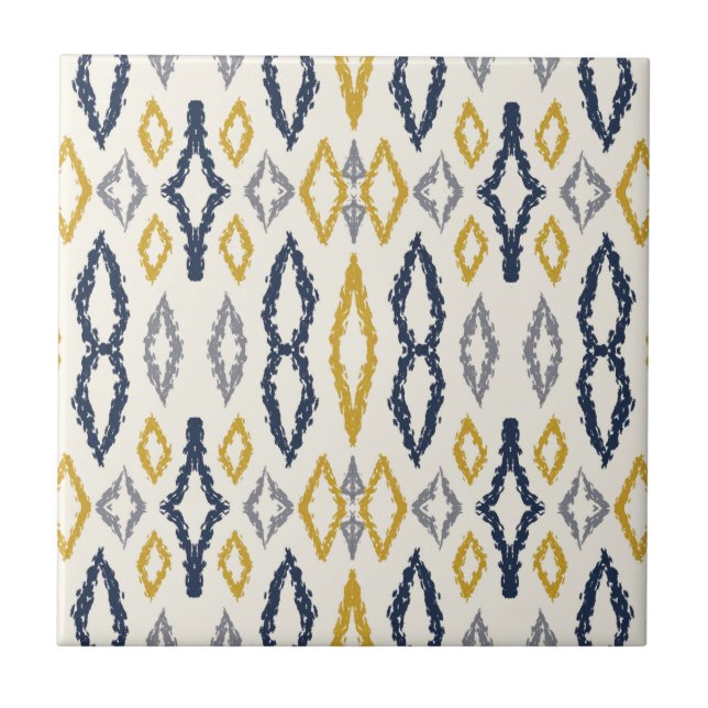 Padrão Branco Amarelo Azul Ikat marroquino (Frente)