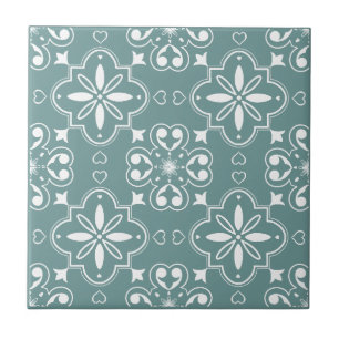 Padrão Branco Verde-Teal Moderno do Mediterrâneo