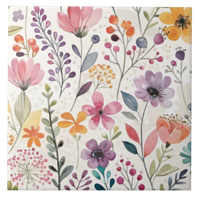 Padrão caprichoso de flores silvestres (Frente)