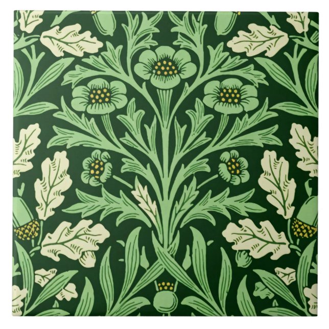 Padrão Carvalho Velho Bolota Verde William Morris  (Frente)