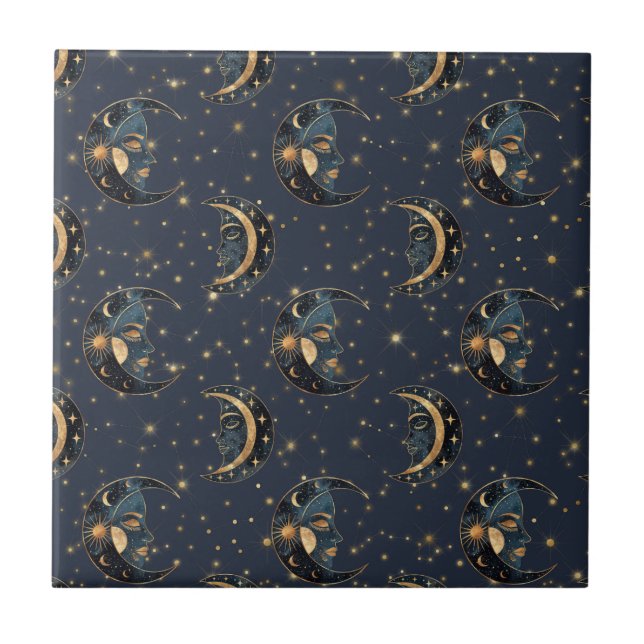 Padrão Celestial Lua Dourada de Luxo (Frente)