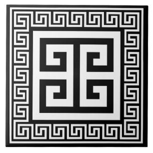 Padrão-Chave Grego Branco Sobre Design Preto