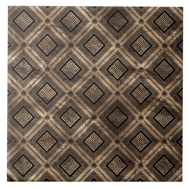 Padrão-chave grego Meander preto e ouro (Frente)