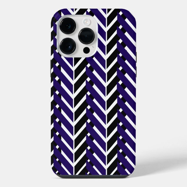 Padrão Chevron Moderno Azul Branco (Verso)