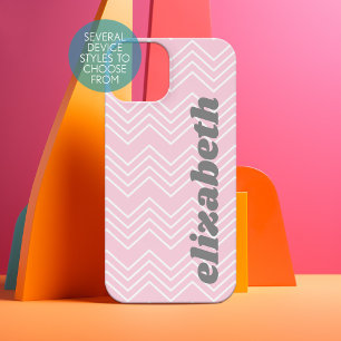 Padrão Chevron - Nome de roteiro cor-de-rosa funky