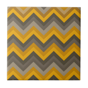 Padrão Chevron Retro Mostarda Amarelo Cinza