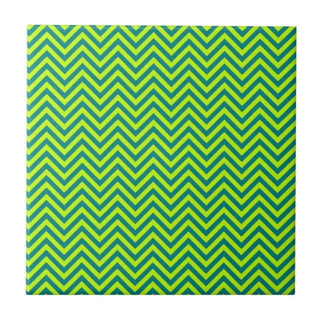 Padrão Chevron Teal E Verde limão (Frente)