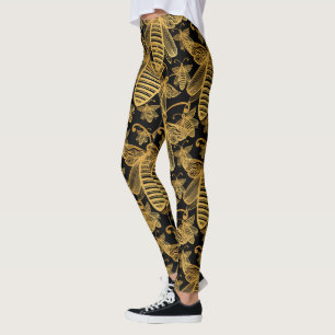 Padrão Chic BOHO BEE SWARM Dourado em Leggings Ne
