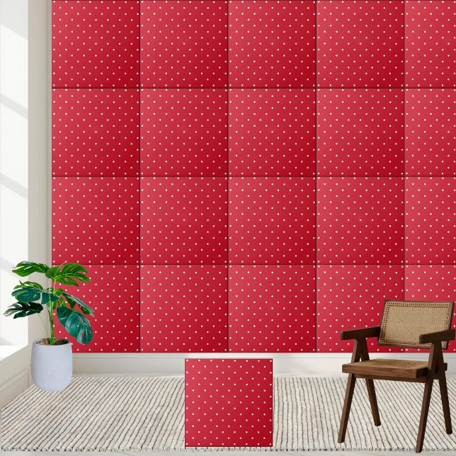 Padrão clássico de Bolinhas vermelha e branca (Classic Red and White Polka Dot Pattern Ceramic Tile)