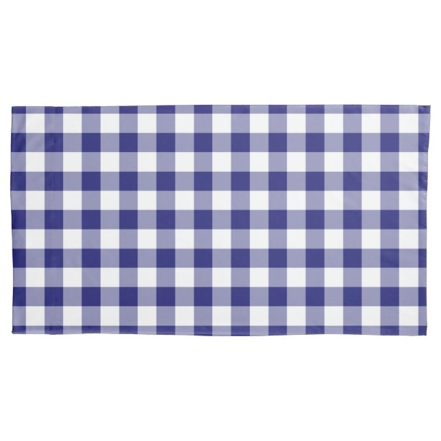 Padrão Clássico de Gingham Xadrez Azul (Frente-Esquerda)