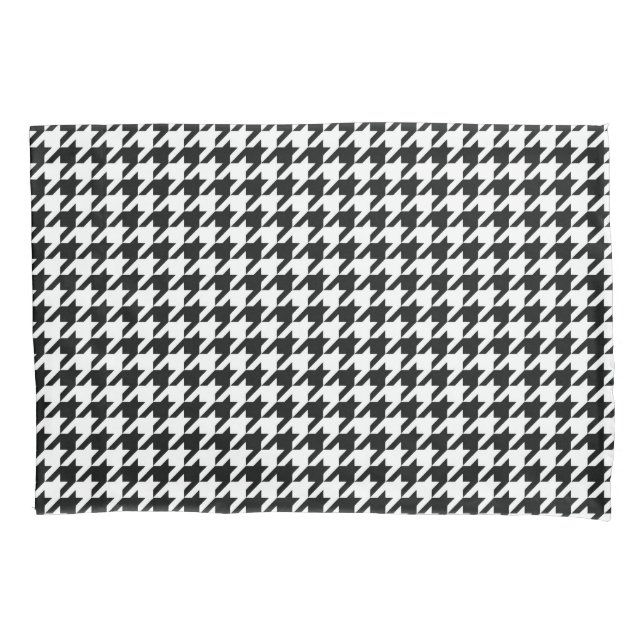 Padrão Clássico de Houndstooth: Preto e Branco Vin (Frente-Esquerda)