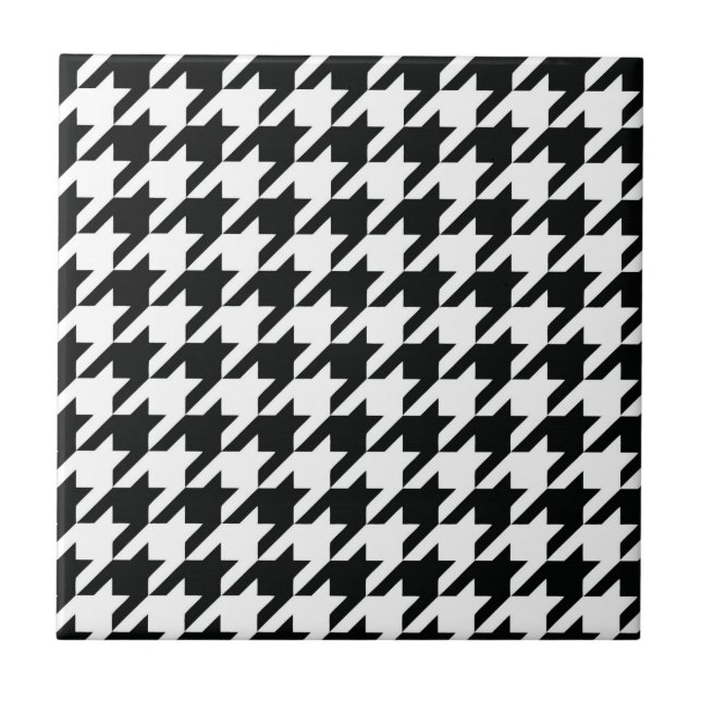 Padrão Clássico de Houndstooth: Preto e Branco Vin (Frente)
