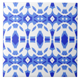 Padrão clássico vibrante branco e azul
