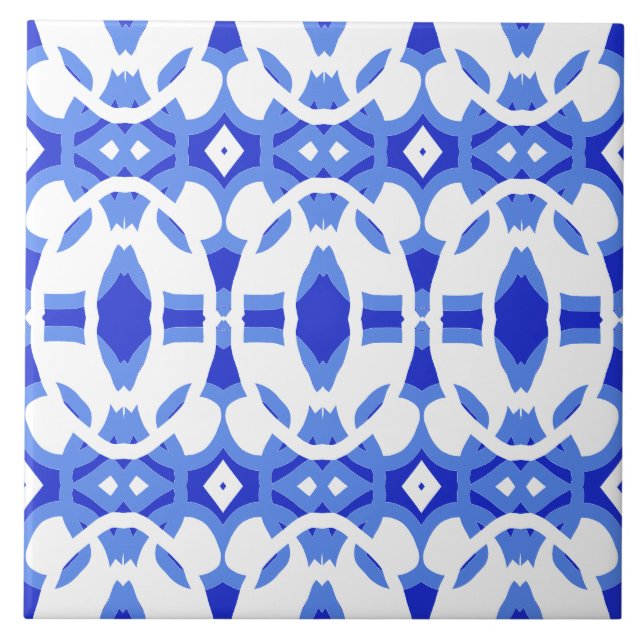 Padrão clássico vibrante branco e azul (Frente)