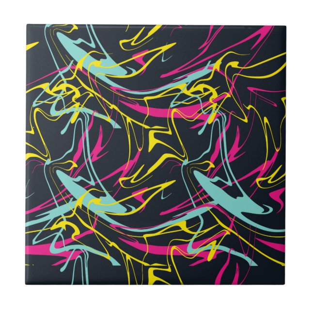 Padrão Colorido de Linhas Abstrato Memphis (Frente)