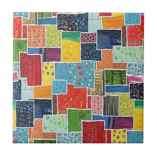 Padrão Colorido de Patchwork Abstrato (Frente)