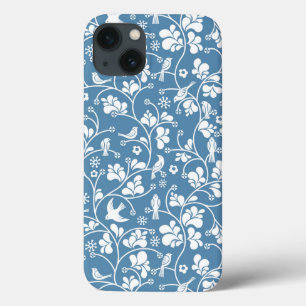 padrão com aves e ornamento de plantas
