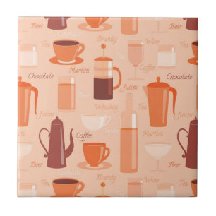 Padrão com bebidas e texto