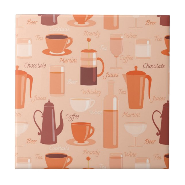 Padrão com bebidas e texto (Frente)