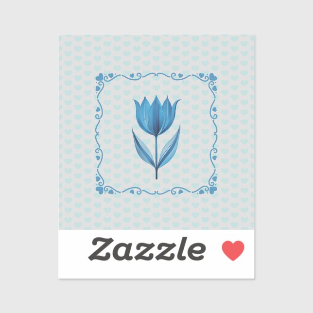 Padrão com um adesivo de tulipa azul  (Folha)