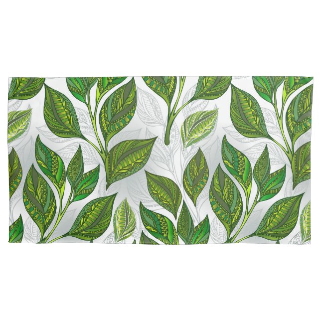 Padrão contínuo com folhas de chá verde (Frente-Esquerda)