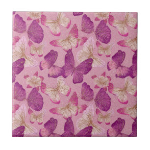 Padrão contínuo de borboleta cor-de-rosa brilhante