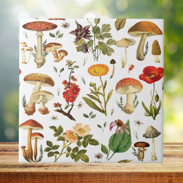 Padrão contínuo de cogumelo e flores silvestres vi
