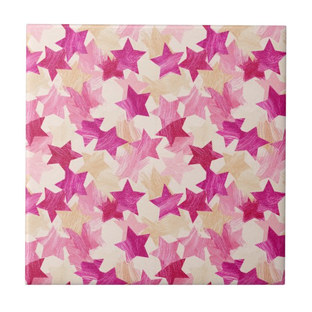 Padrão contínuo de estrela em rosa desgastado (Frente)